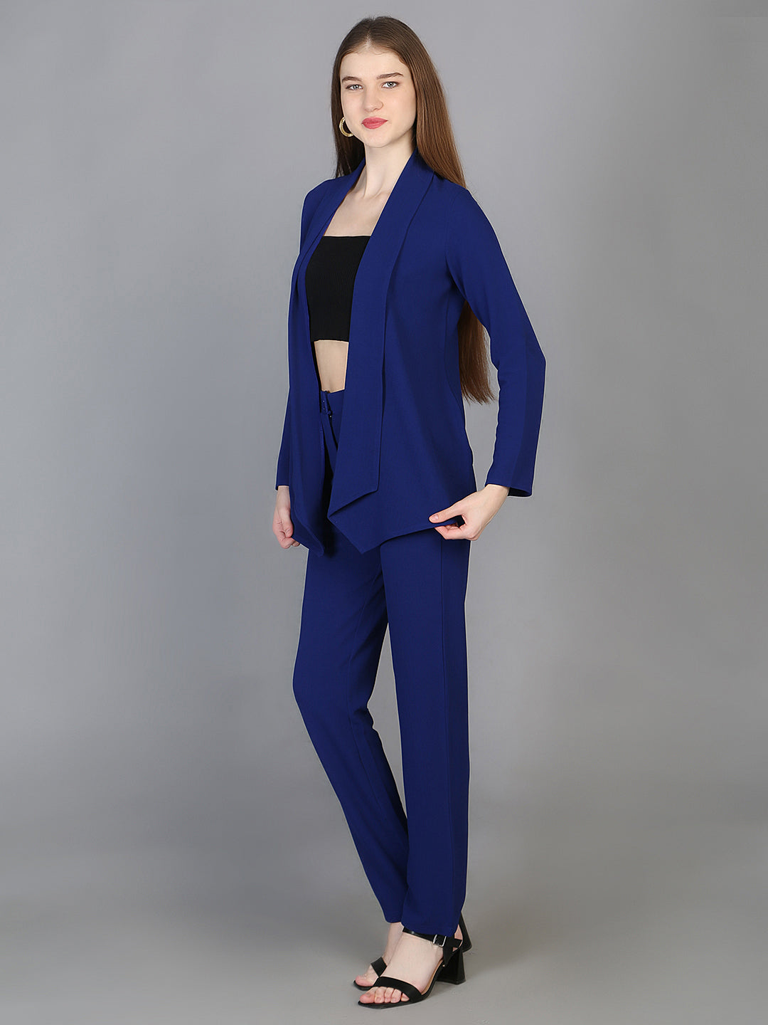 Blue Flared Trouser & Shrug Co-Ords