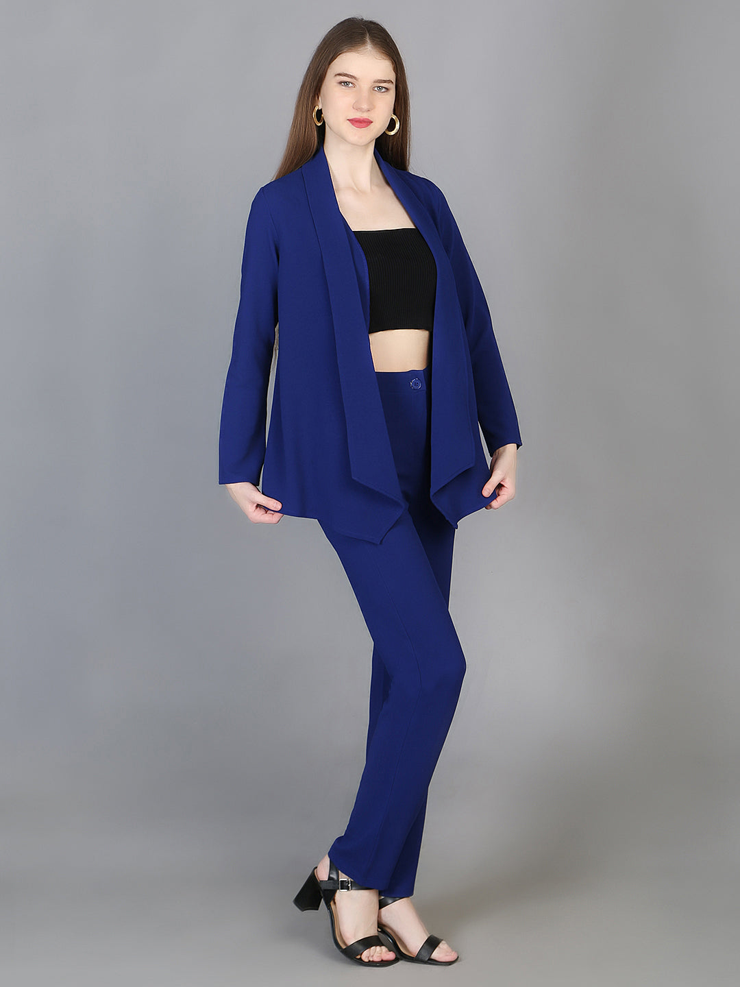Blue Flared Trouser & Shrug Co-Ords