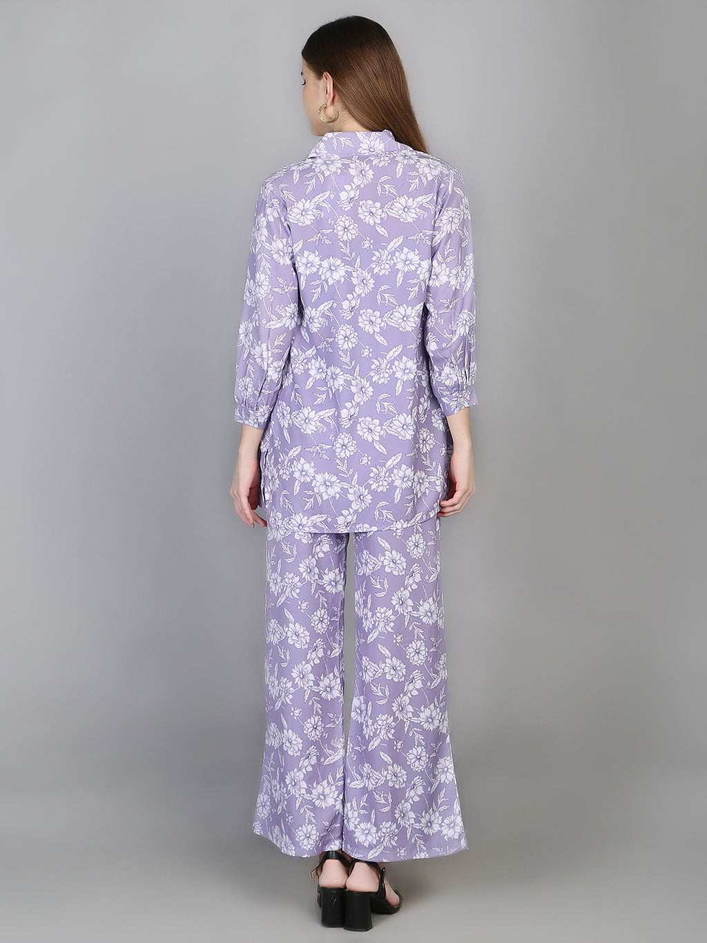 3 Pieces Floral Printed Top & Trousers with Shrug