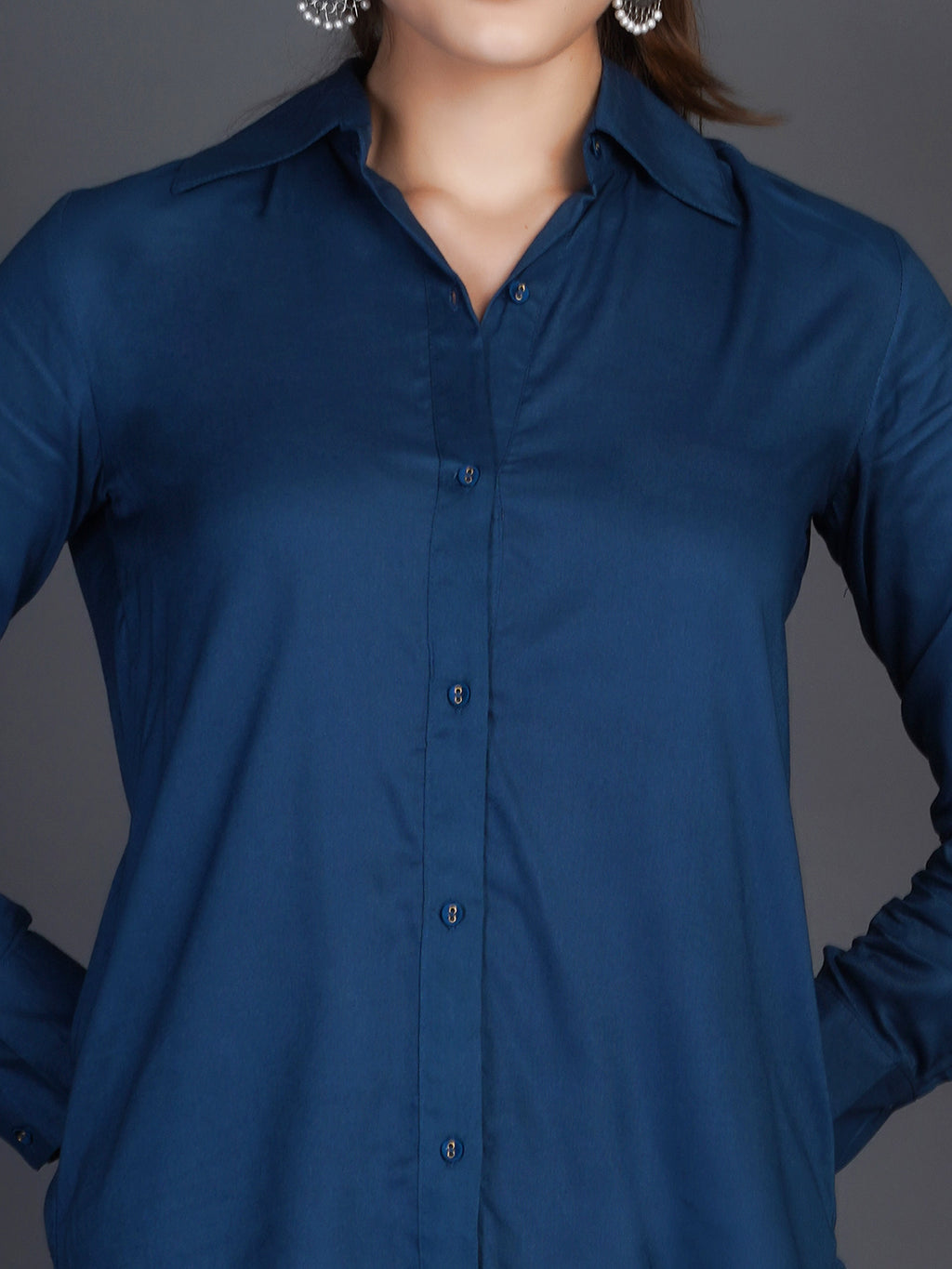 Spread Collar Cotton Shirt