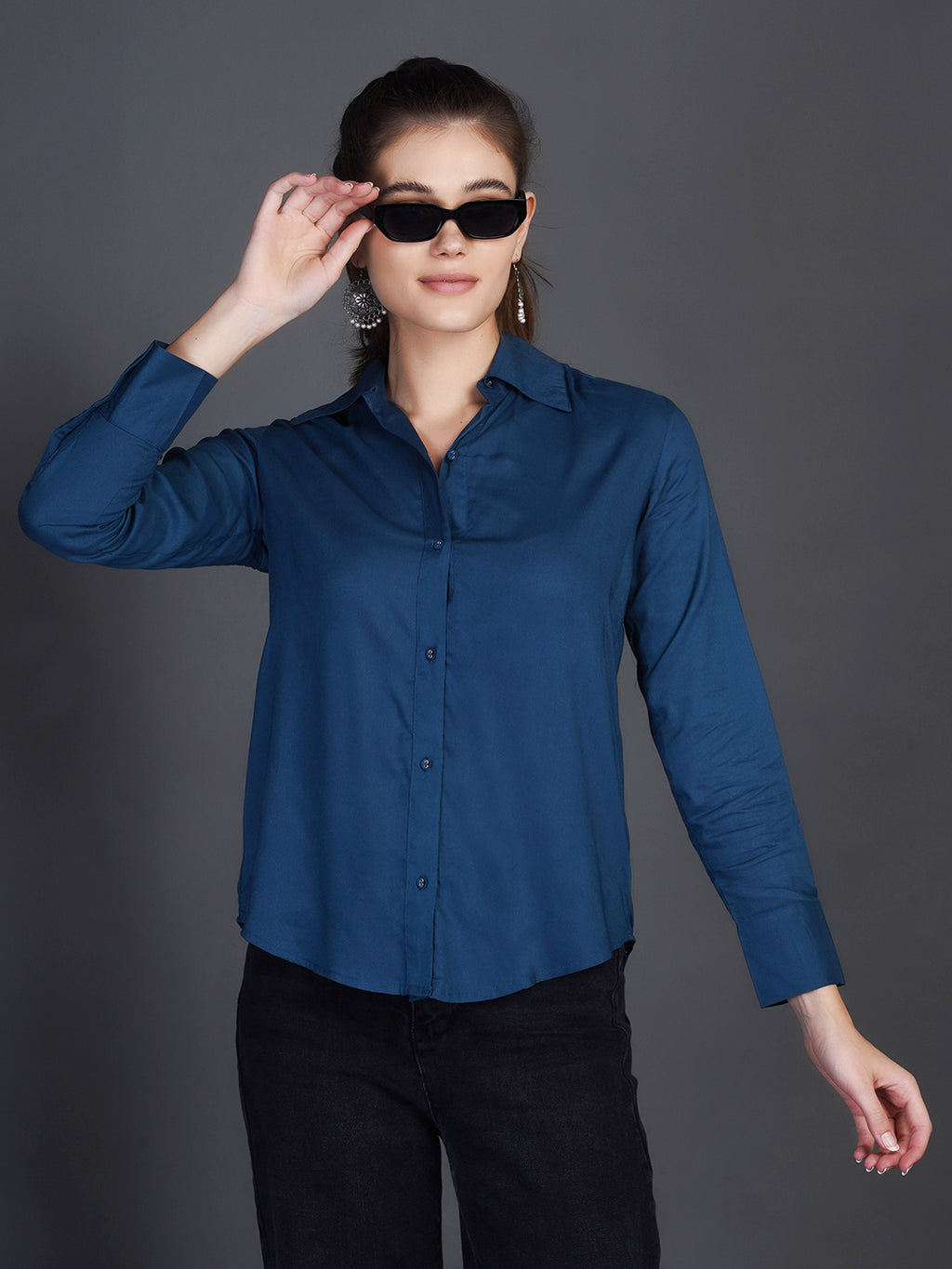 Spread Collar Cotton Shirt