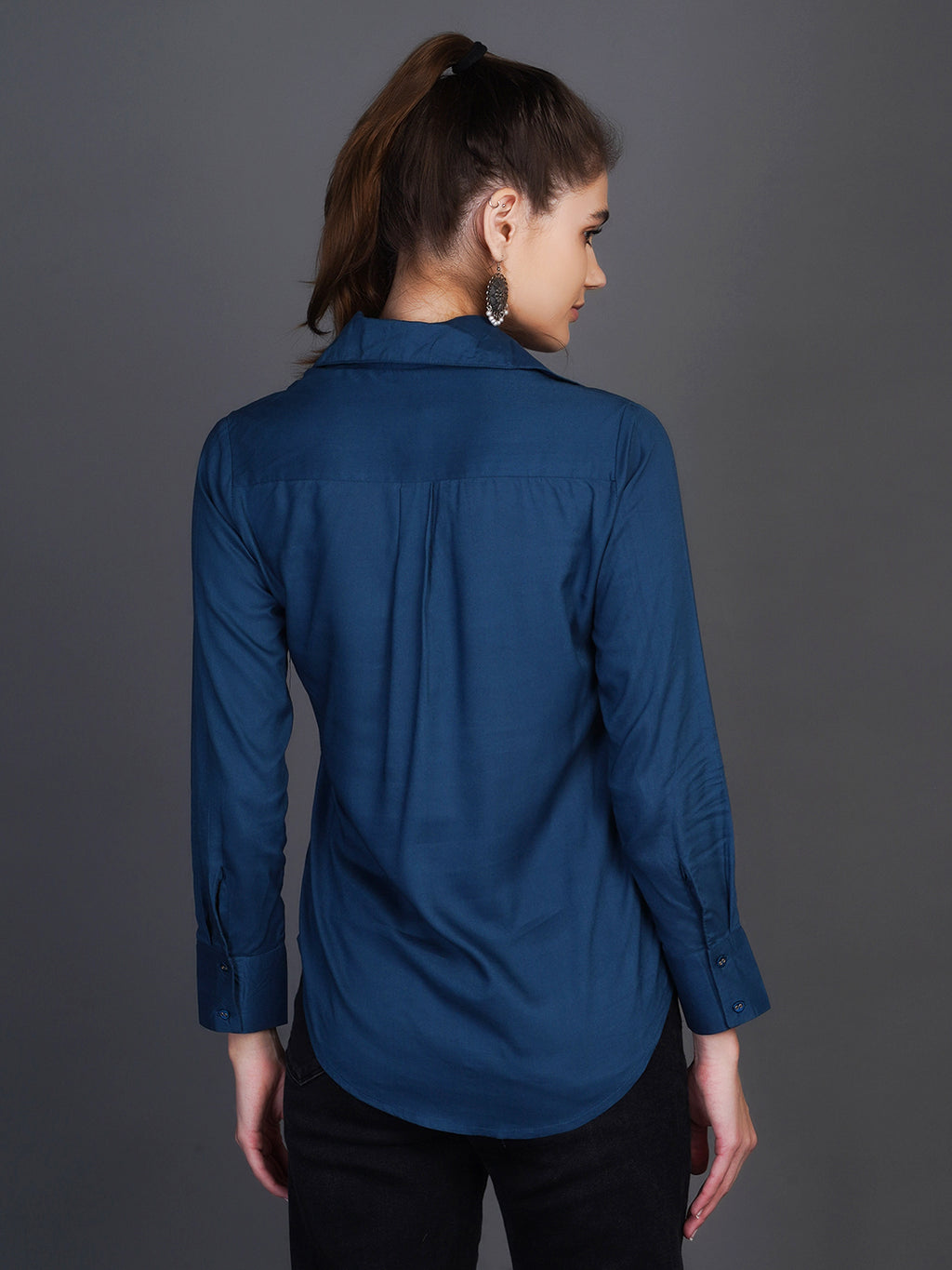 Spread Collar Cotton Shirt