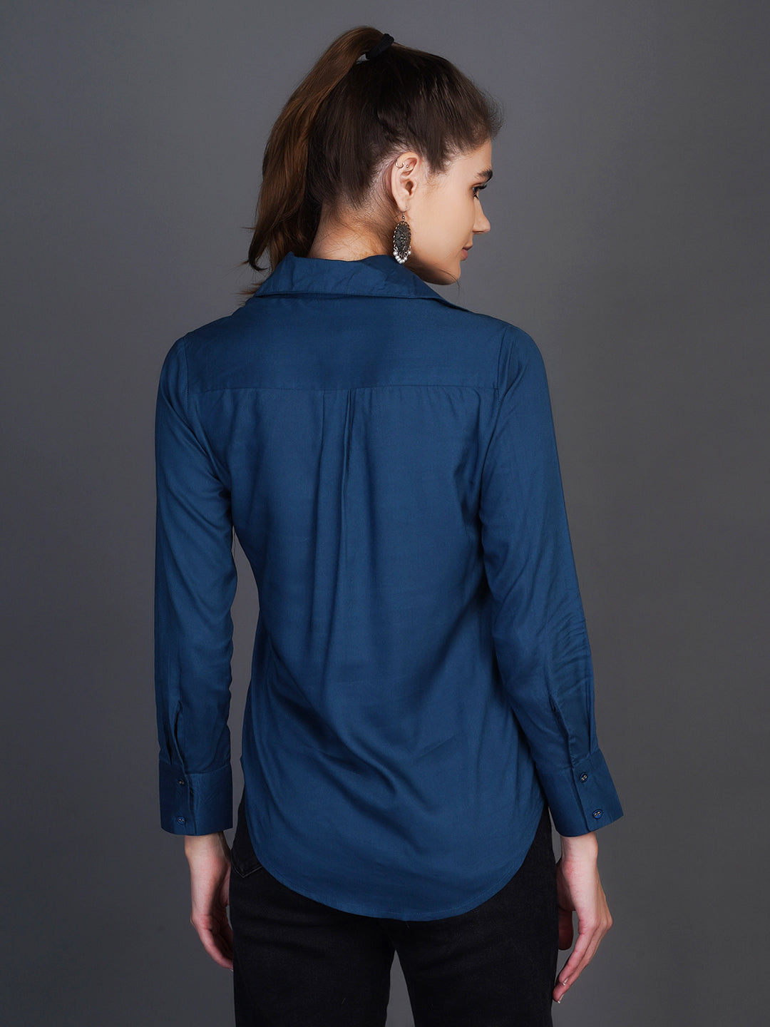 Spread Collar Cotton Shirt