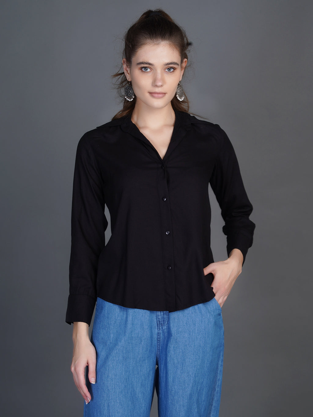 Classic Spread Collar Cotton Shirt