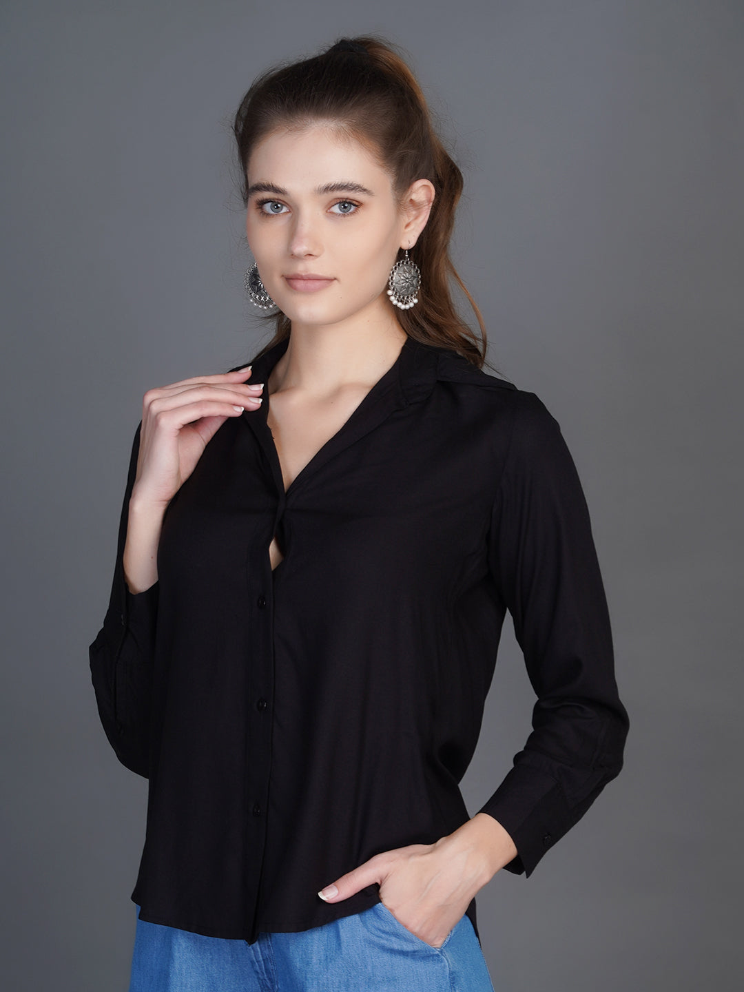 Classic Spread Collar Cotton Shirt