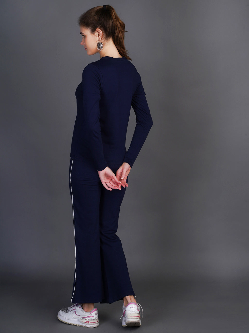 Blue V-Neck Top With Trousers