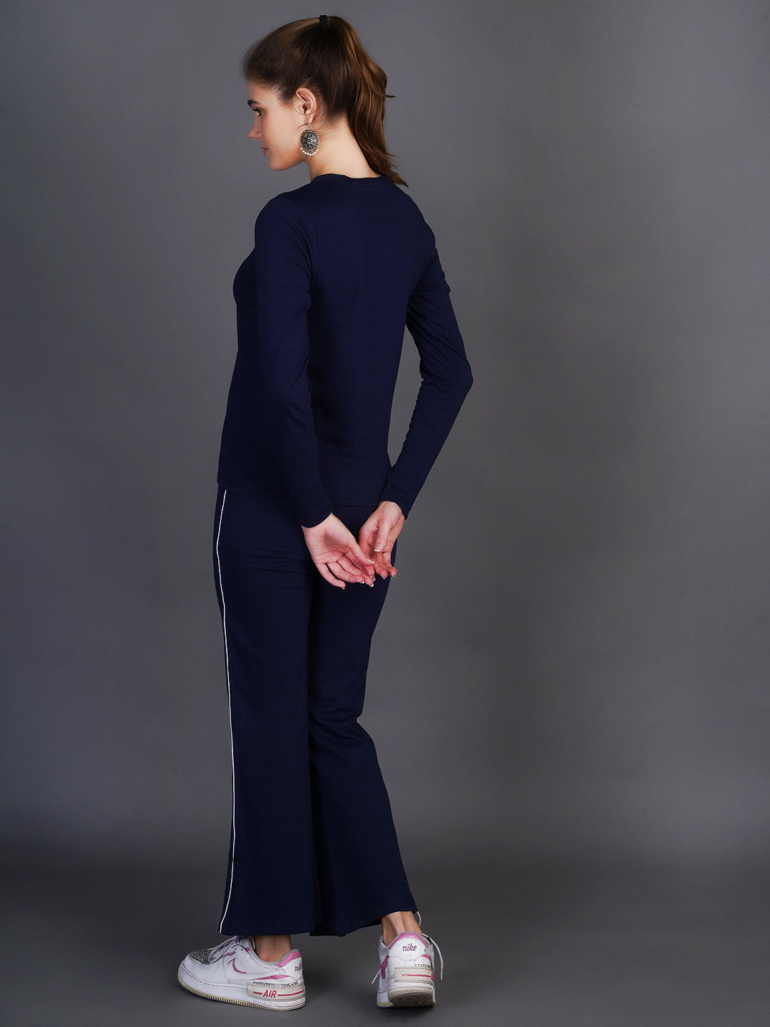 Blue V-Neck Top With Trousers