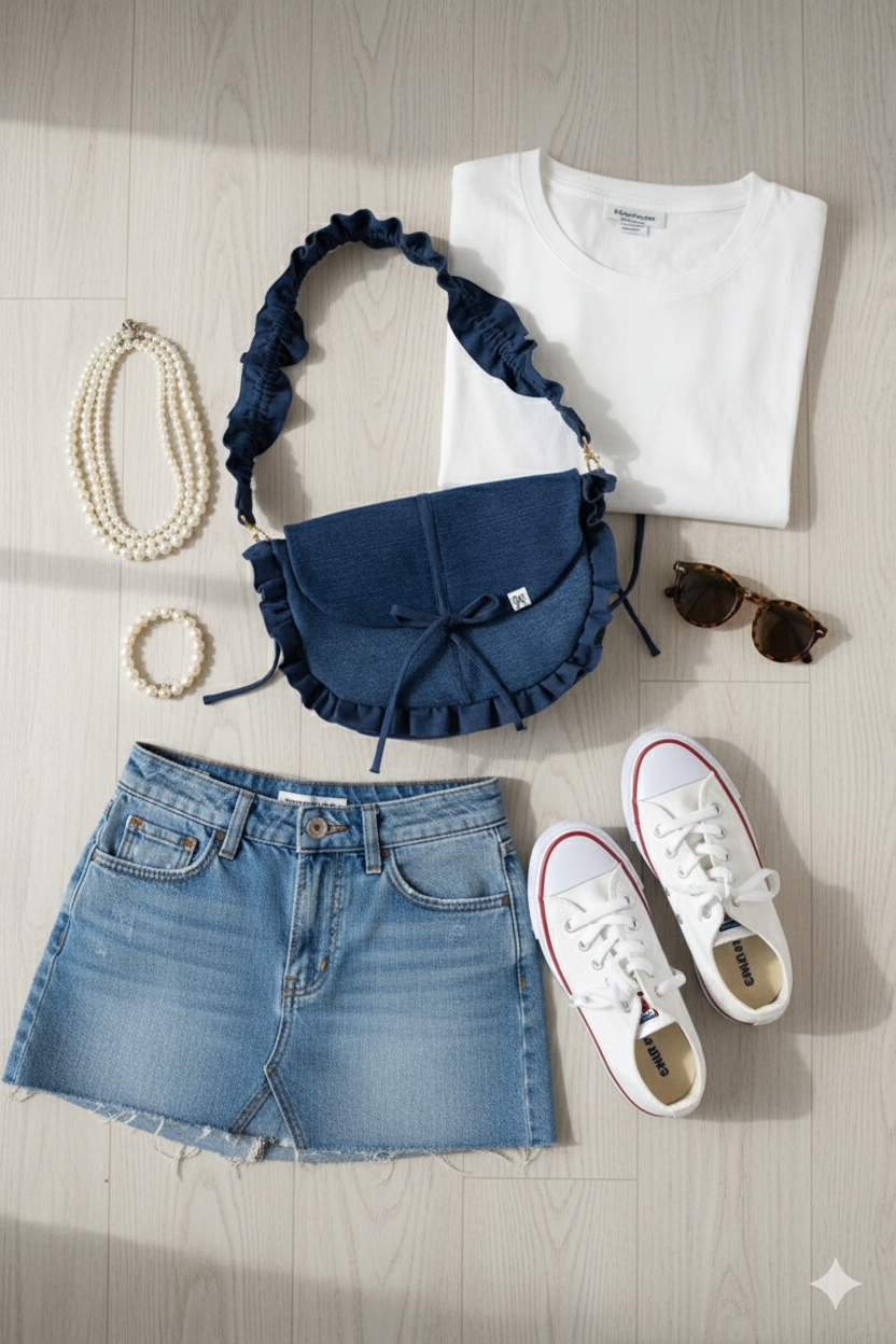 The Classic Indigo Ruffle Bag