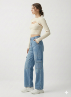 Women Straight Fit High-Rise Clean Look Heavy Fade Pure Cotton Jeans