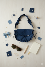 The Classic Indigo Ruffle Bag