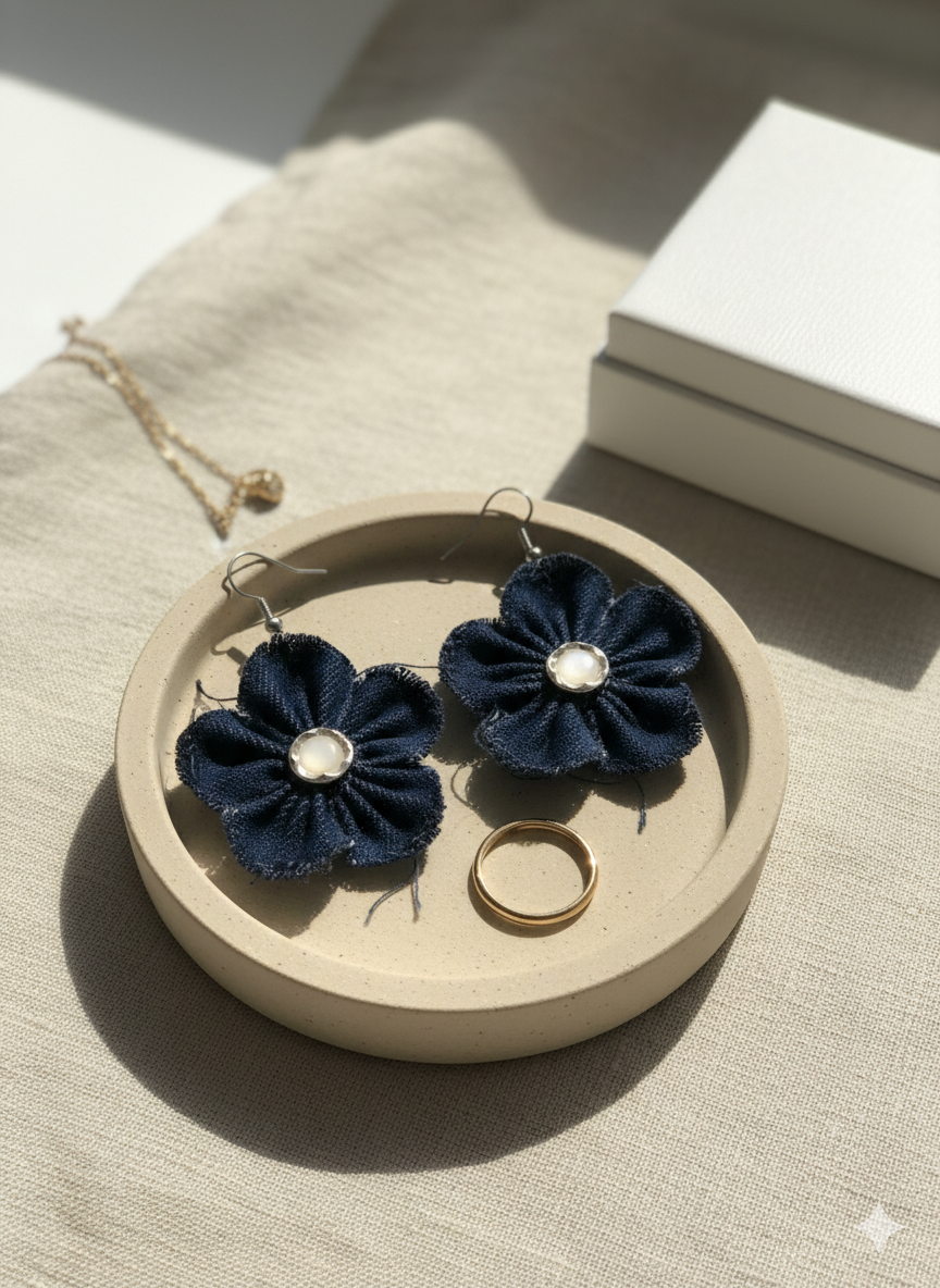 Denim Daisy earrings
