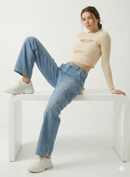 Women Straight Fit High-Rise Clean Look Heavy Fade Pure Cotton Jeans