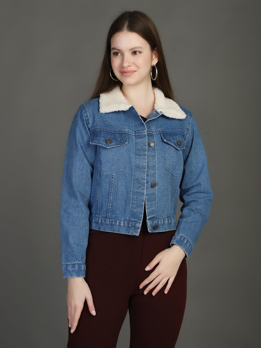Spread Collar Denim Jacket