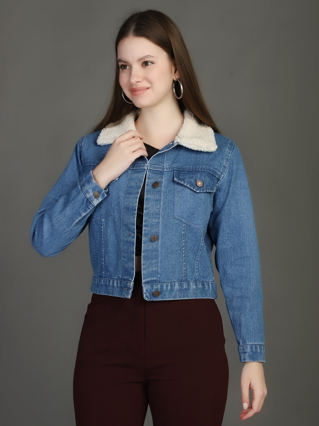 Spread Collar Denim Jacket