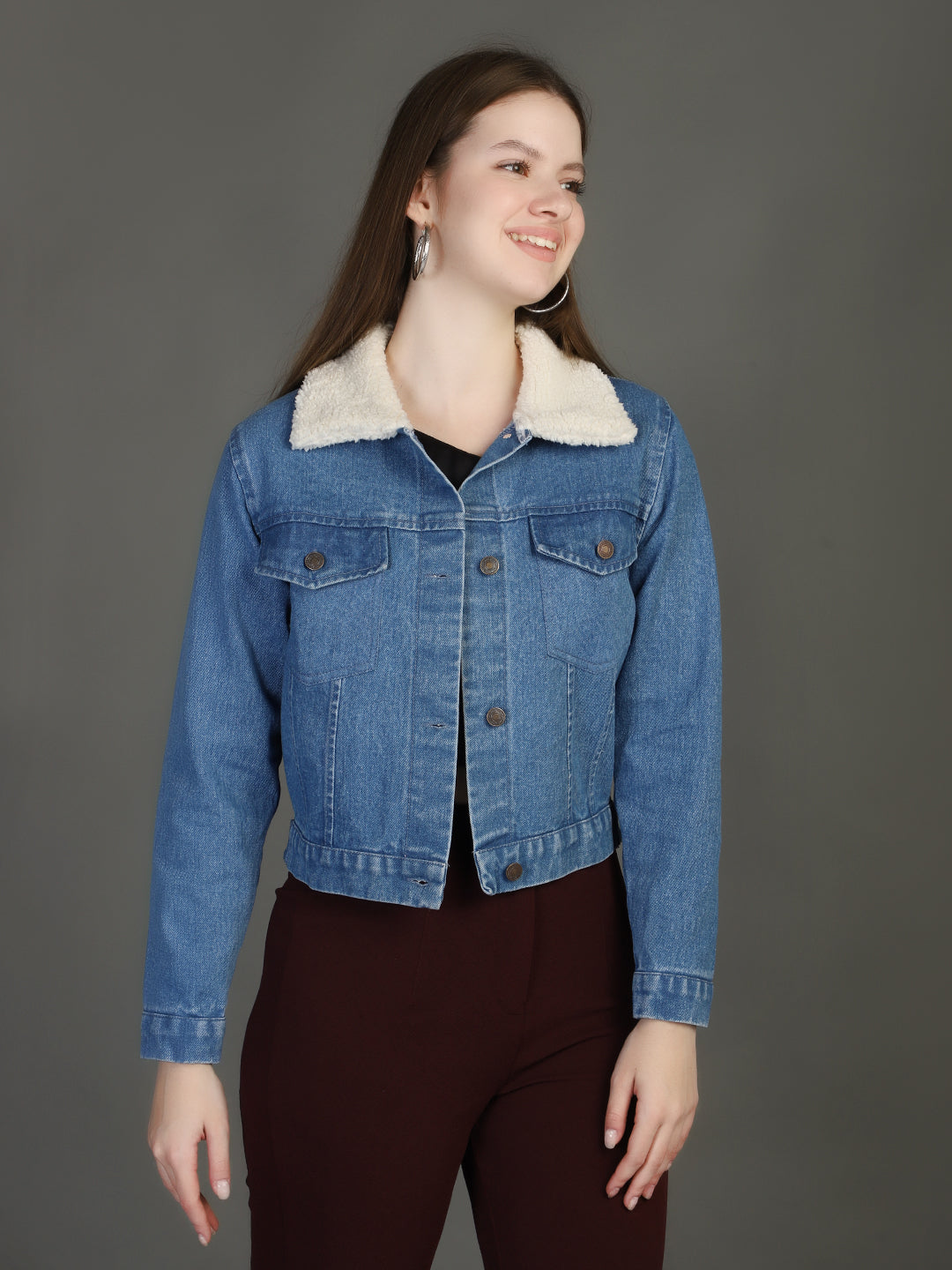 Spread Collar Denim Jacket