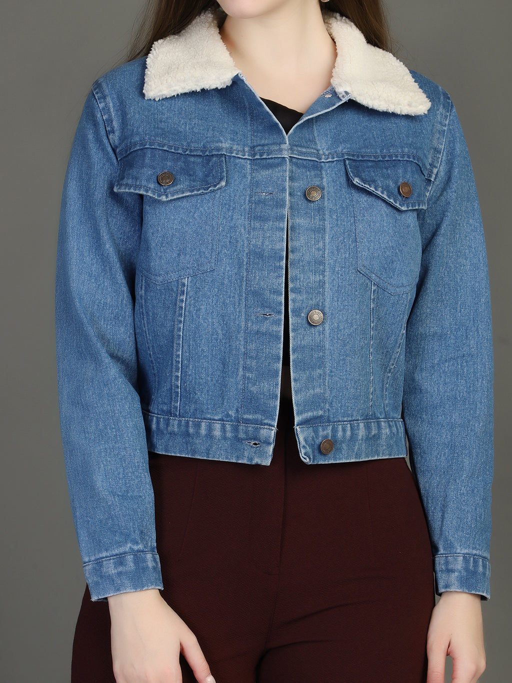 Spread Collar Denim Jacket