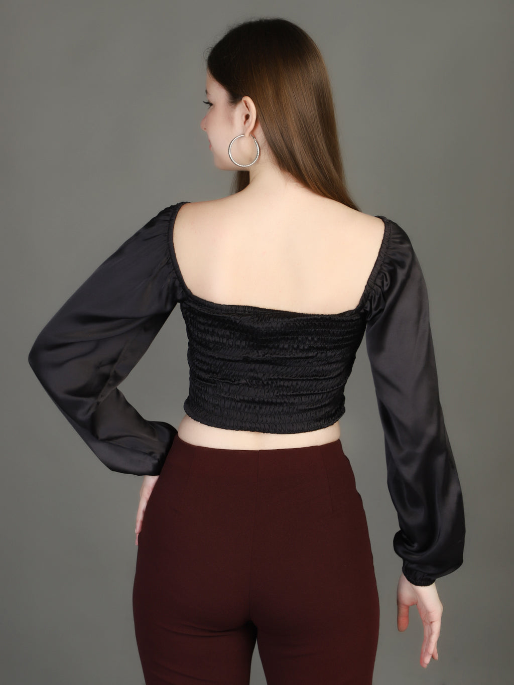 V-Neck Satin Wrap Crop Top