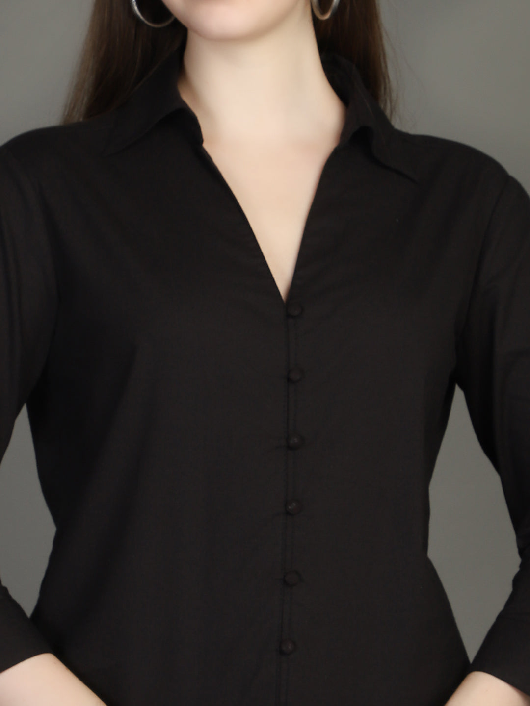 Spread Collar Cotton Casual Shirt