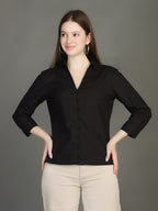 Spread Collar Cotton Casual Shirt