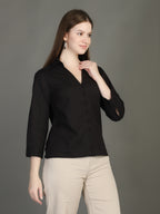 Spread Collar Cotton Casual Shirt