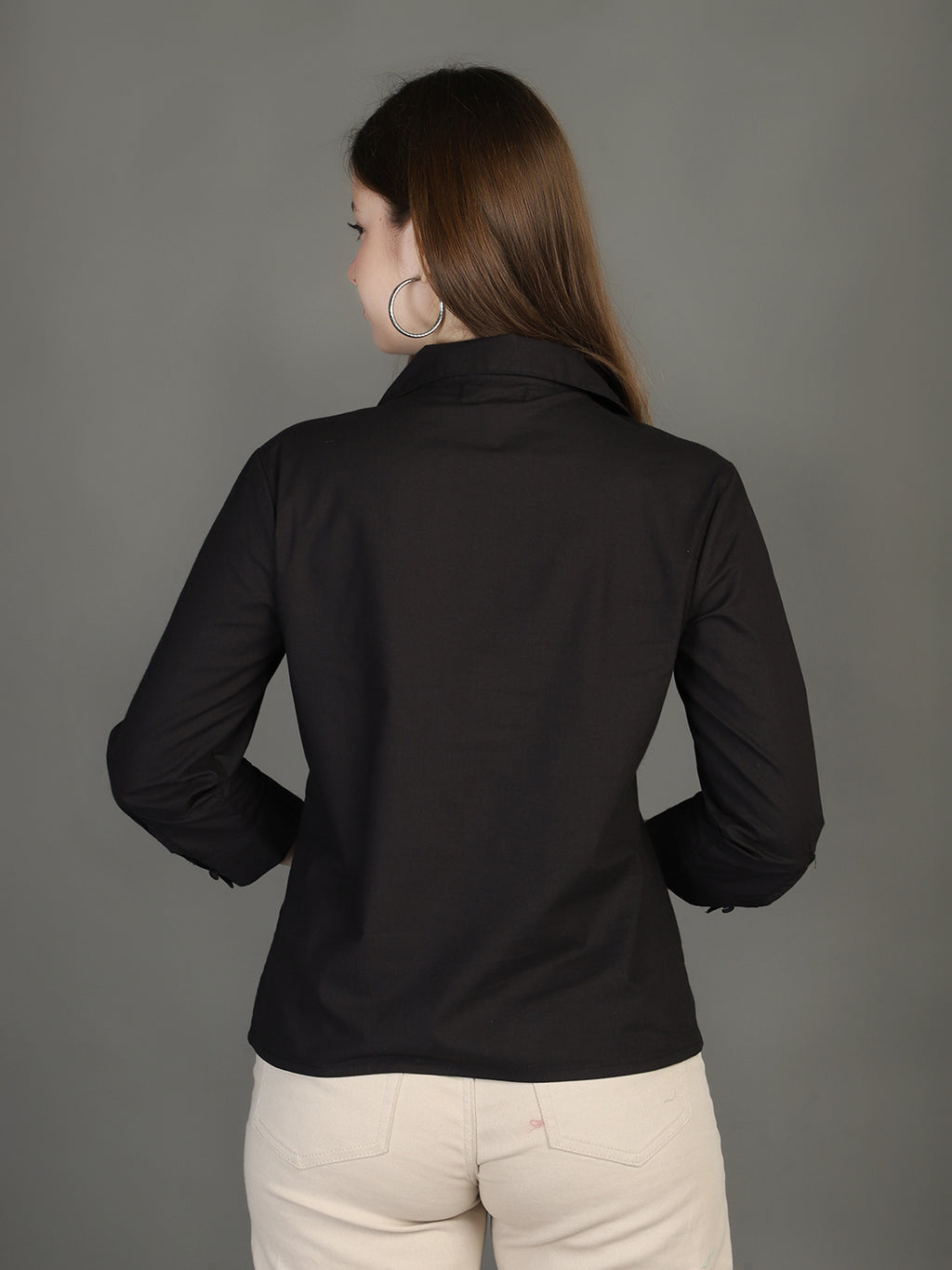 Spread Collar Cotton Casual Shirt