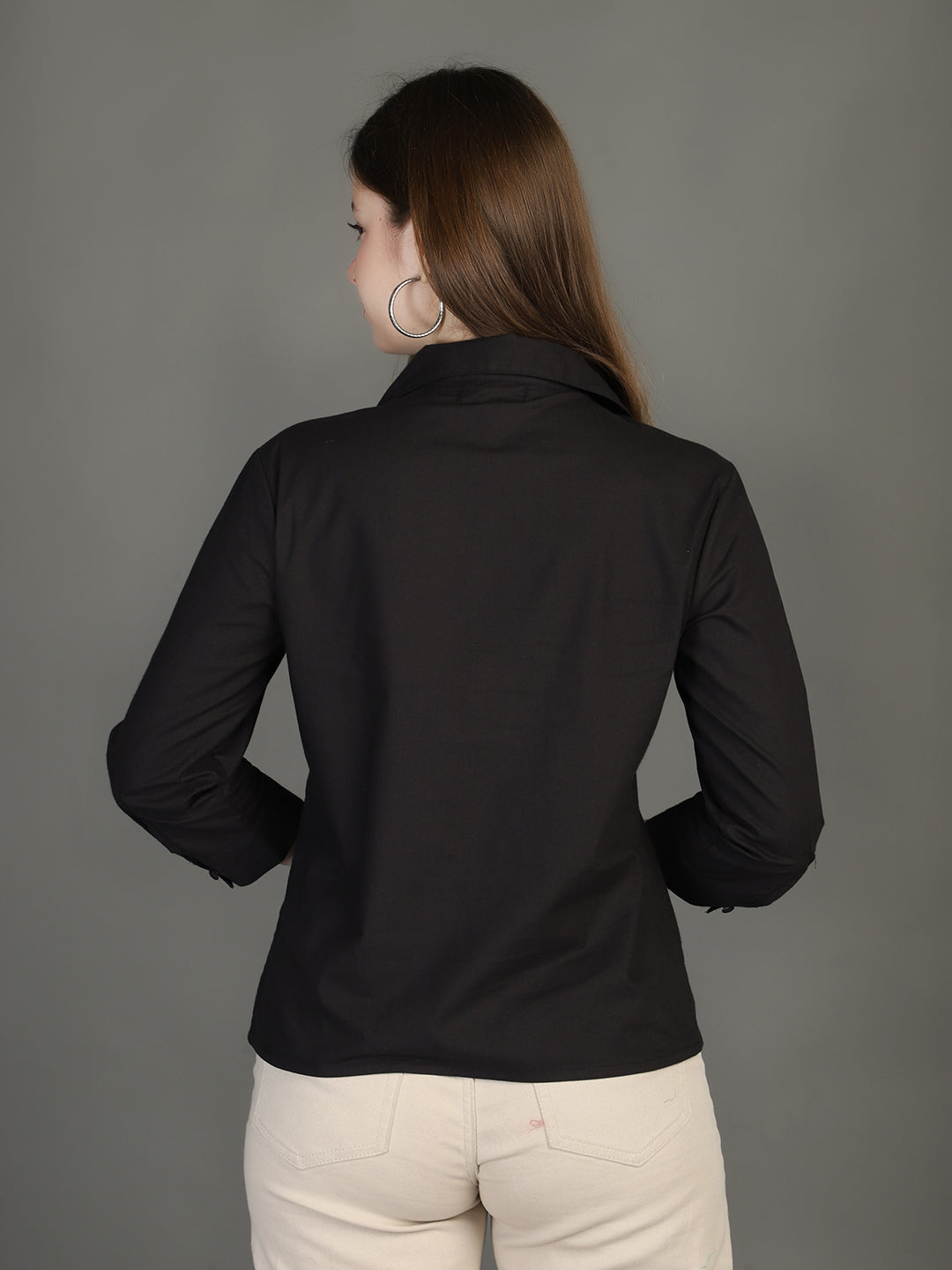 Spread Collar Cotton Casual Shirt