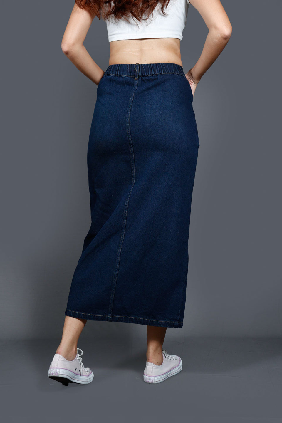 Denim Midi A-Line Skirt