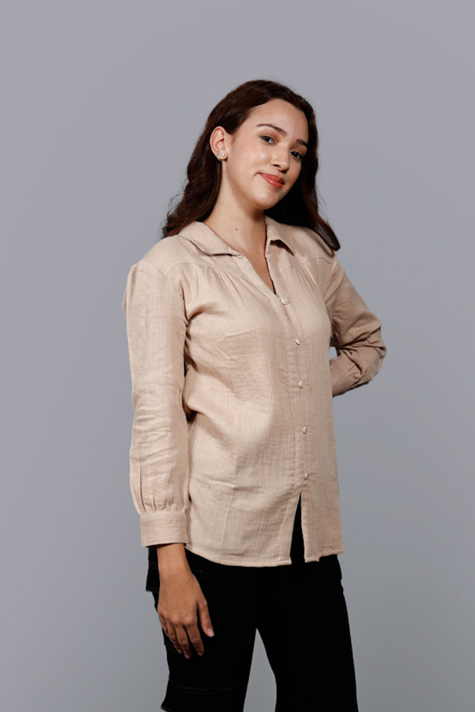 Women Solid Opaque Casual Cotton Shirt