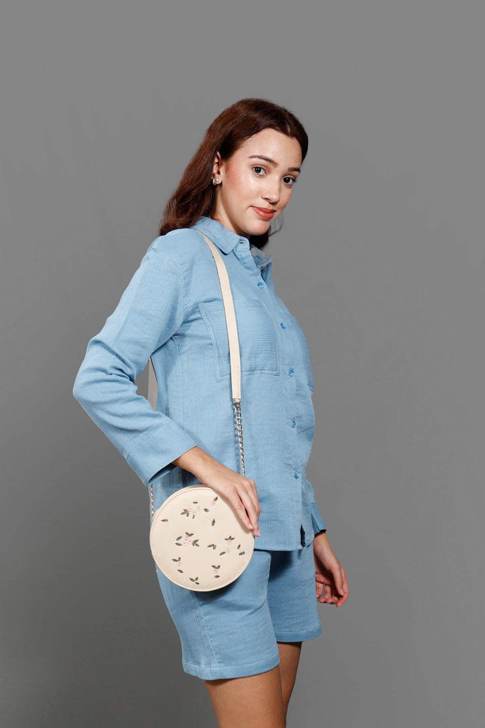 Pure Cotton Shirt Collar Neck Shirt With Short Co-Ords