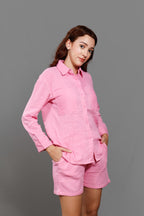 Pink  Pure Cotton Shirt with shorts