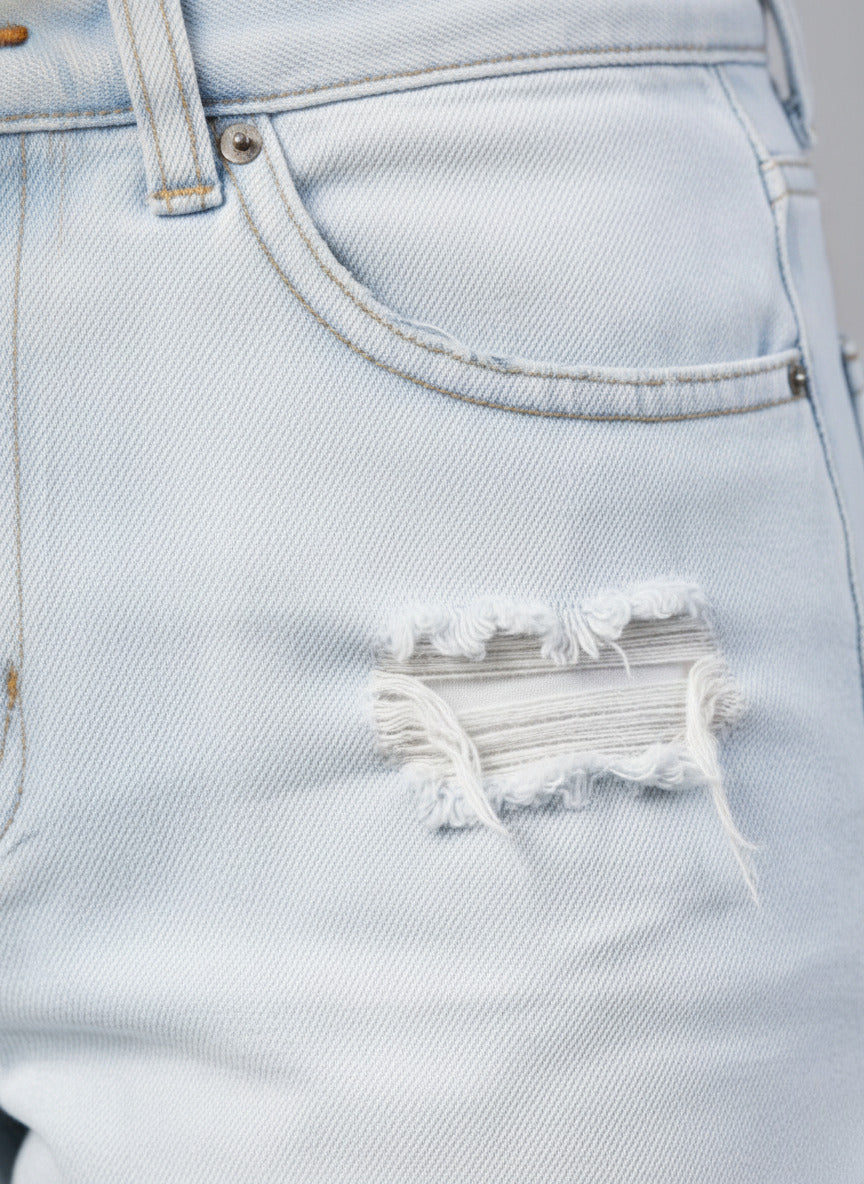 Blue Loose Fit Mid-Rise Denim Shorts