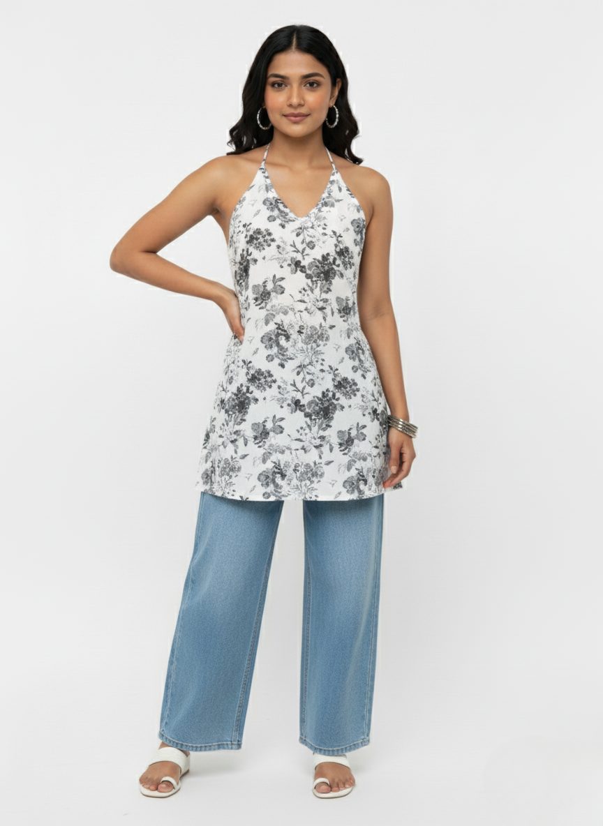 Floral printed Halter Neck Kurti