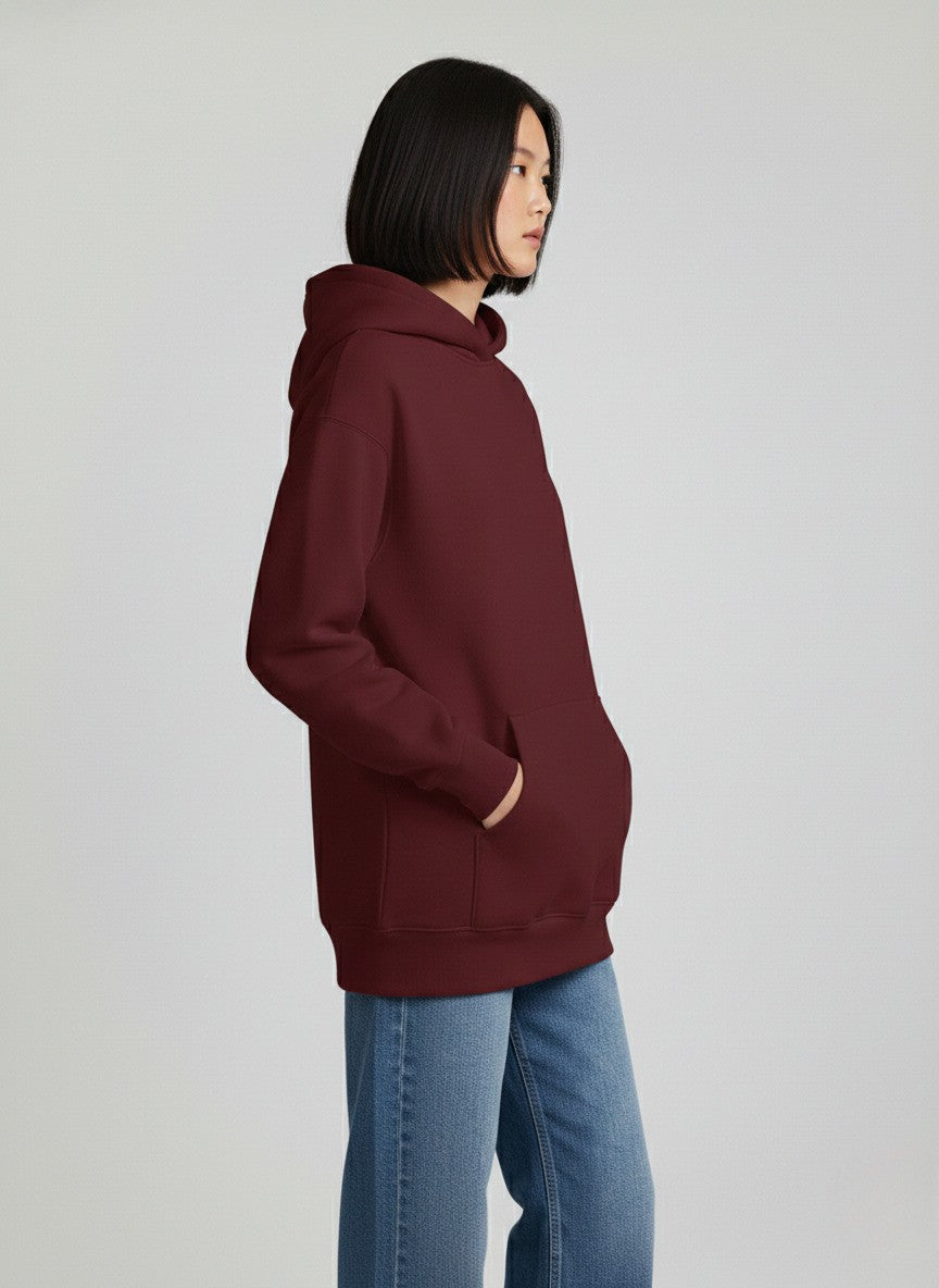 Plain Maroon Oversized Hoodie