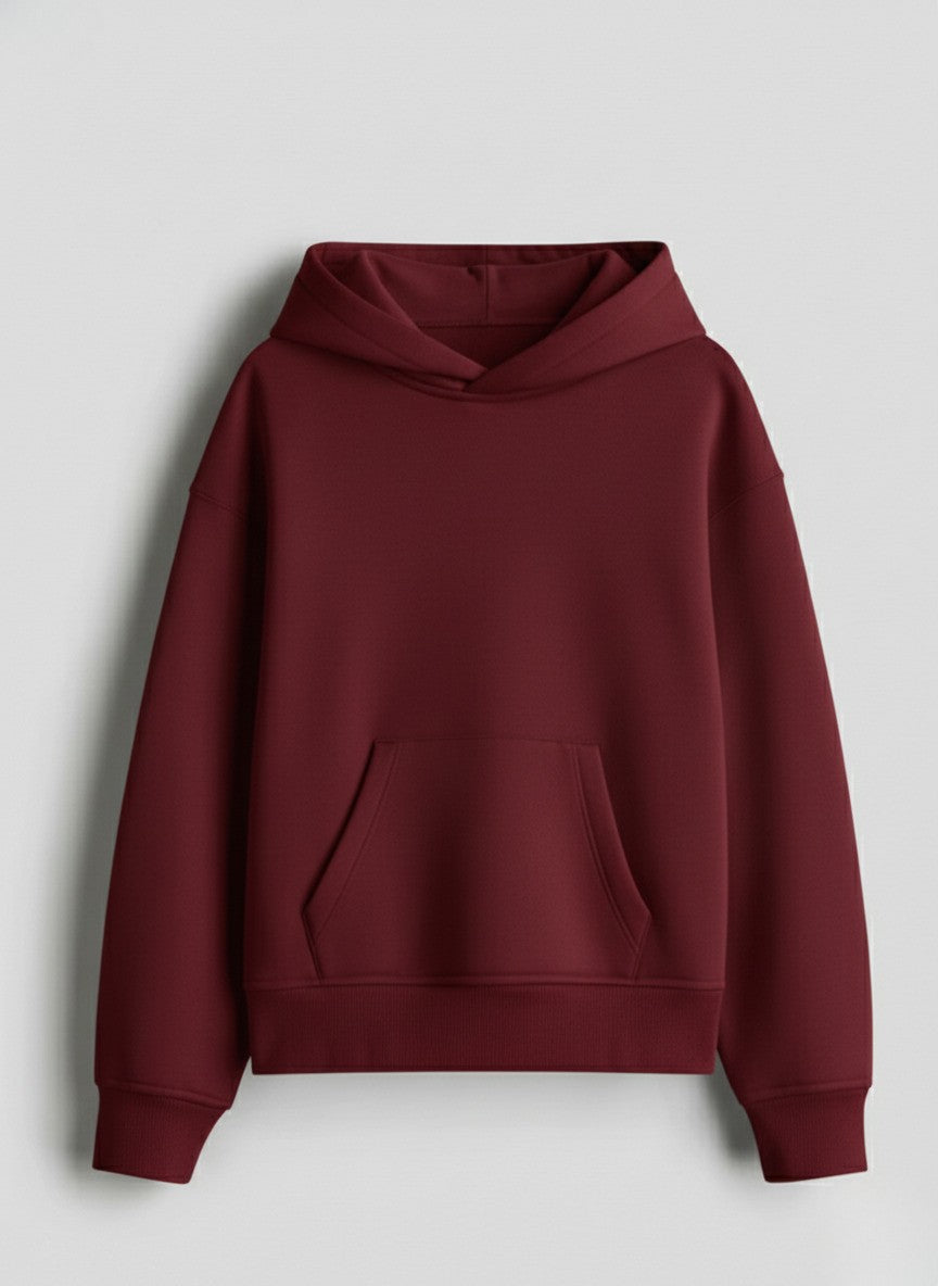 Plain Maroon Oversized Hoodie
