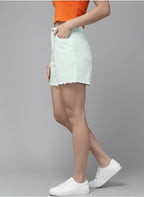 Women Green Faded Loose Fit Mid-Rise Regular Shorts