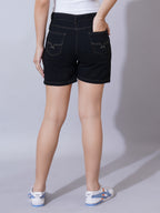 Black Mid Rise Outdoor Denim Shorts